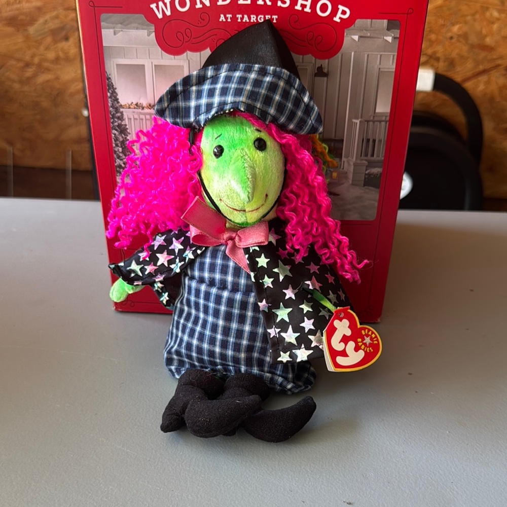 Ty Witch Plush with Pink Hair and Starry Outfit